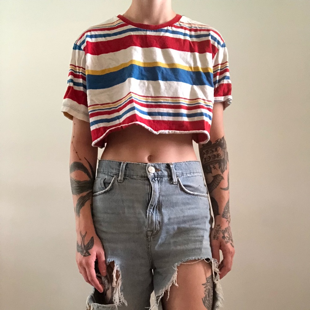 Retro Striped Crop Top